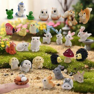 30 Pcs Tiny Resin Animals to Hide Mini Forest Animals Figurines for Dollhouse
